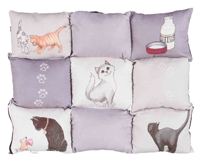 Trixie Kussen Patchwork Cat Grijs