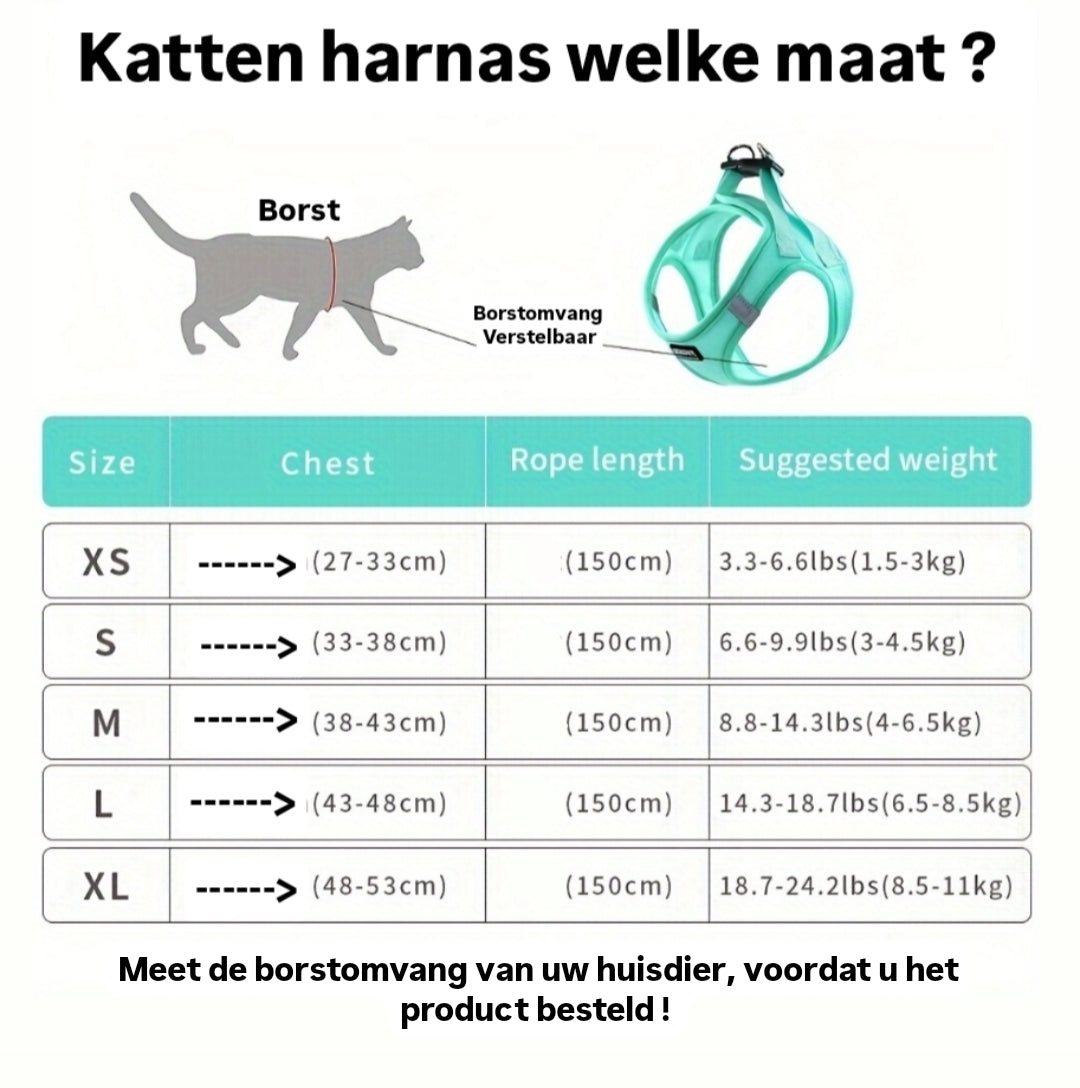 PurrSafe™ Kattenharnas met Anti-Ontsnappings­sluiting