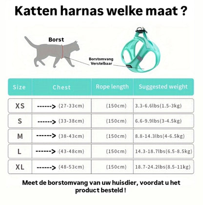 PurrSafe™ Kattenharnas met Anti-Ontsnappings­sluiting