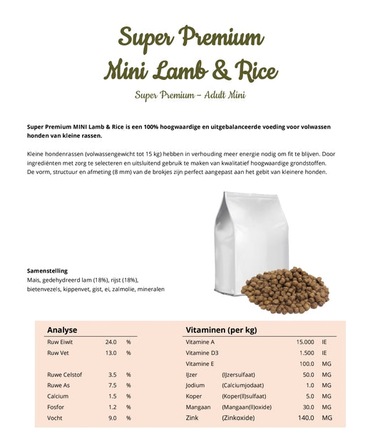 Super Premium Mini volwassen lam & Rijst
