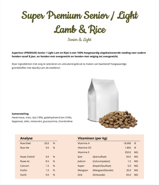 Super Premium Senior / Light lam & Rijst