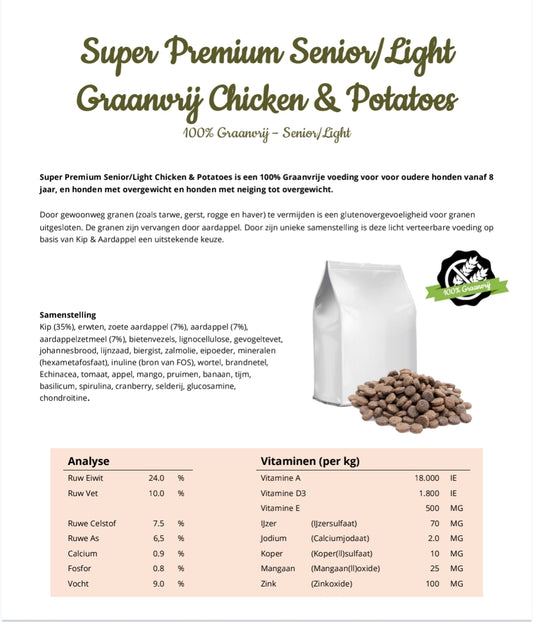 Super Premium Senior & Light Graanvrij Kip & Aardappel
